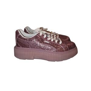 PUMA Women's Dinara Shine Pink Metallic Glitter Platform Sneakers Size 7.5 Y2K